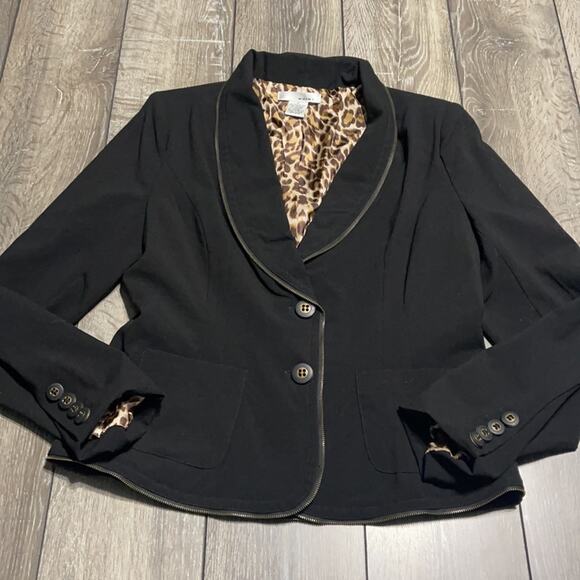 WD.NY Black Zipper Detailed Blazer Women's Size 8 - Picture 3 of 7